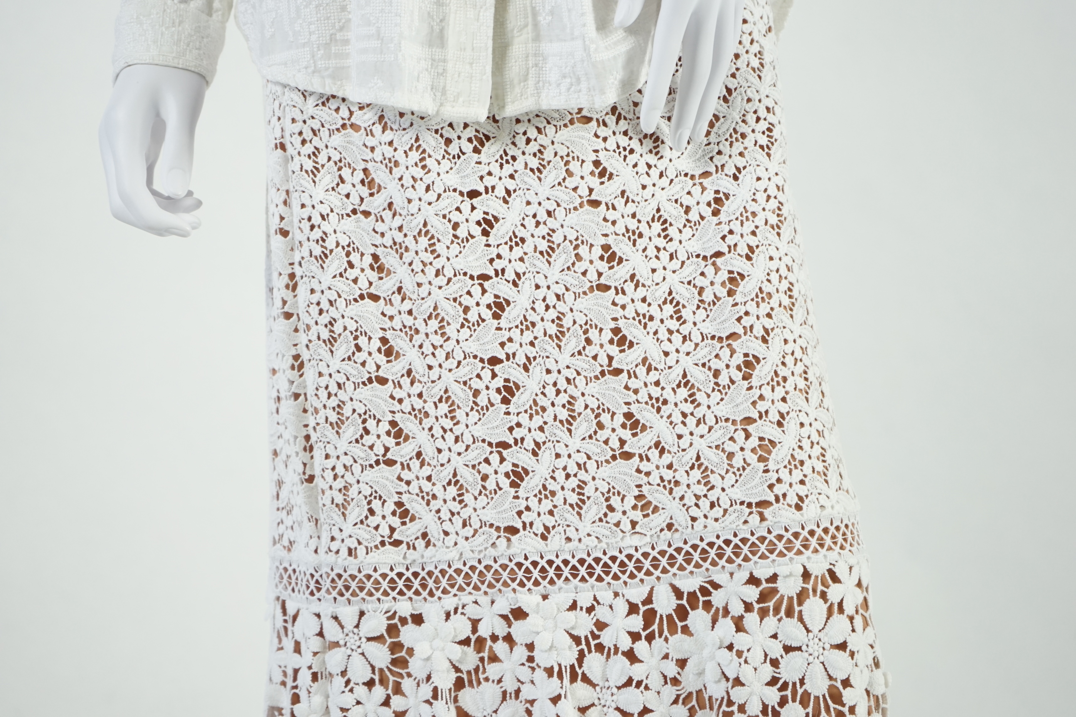 Two Michael Kors white midi length skirts and a white blouse. Size 14 - 16 Proceeds to Happy Paws Puppy Rescue